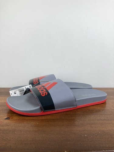 Adidas Adilette Comfort sandali slide uomo taglia 18 rosso vivo grigio carbonio nuovi con etichette