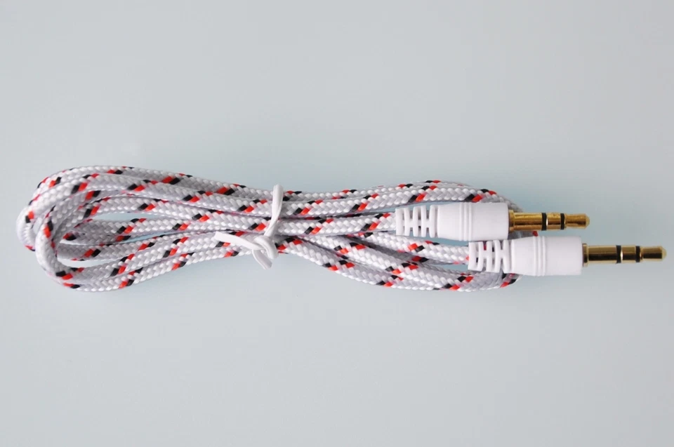 AUX BRAIDED 6FT CABLE FOR iphone 6 4 4s 5 5s ipod mp3 amp car pc stereo mp4 - Image 1 of 1