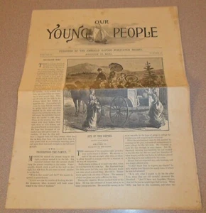 13. August 1890 UNSERE JUNGEN LEUTE herausgegeben in der American Baptist Publikation - Bild 1 von 4