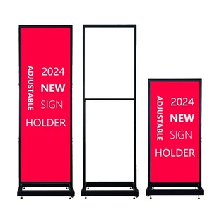 Poster Stand Adjustable Height Sign Holder 67.5" Double-Sided with wheels - Picture 1 of 9