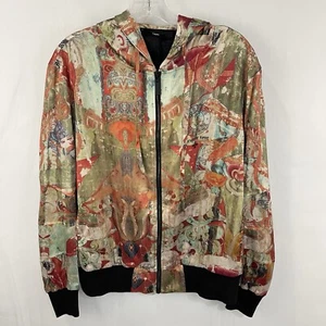 NWT GFashion Men's Silk Hooded Bomber Jacket Size Medium Party Clubwear Hip Hop - Picture 1 of 14