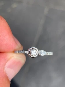 Platinum diamond 1/2ct pear drop round cut ring designer - Picture 1 of 8