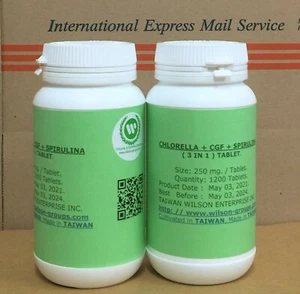 (3 en 1) Tabletas Nutrición (Chlorella + C.G.F + Spirulina): Fábrica de Taiwán Nº 1. - Imagen 1 de 14