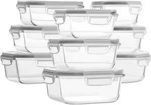 Glass Food Storage Containers with Lids [18 Piece] Glass Meal Prep Containers  - Picture 1 of 7