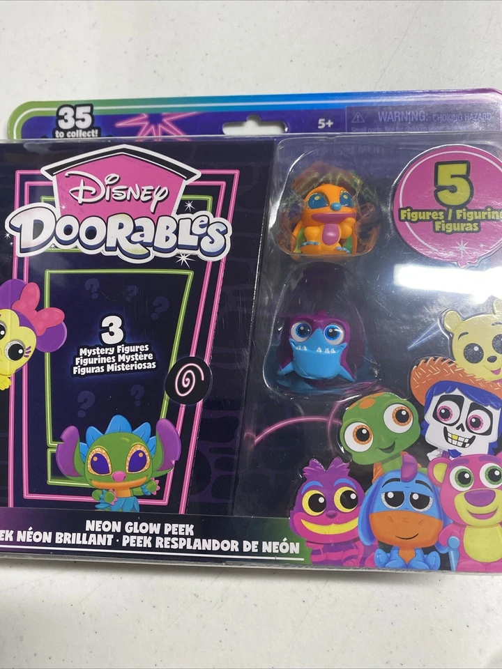 2024 Disney Doorables NEON GLOW PEEK Mystery 5 Pack Figurine