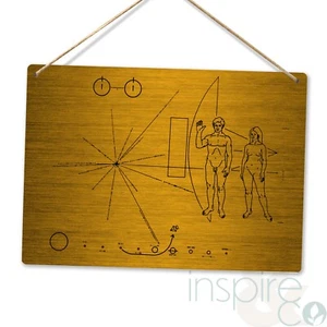 Voyager Raumsondenplakette (gebürstetes Metall) - Metallwandplakette - Science Space - Bild 1 von 6