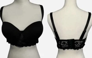 Spree Intimates Convertible Bra 38C Black Lace Bow Details NEW - Picture 1 of 11