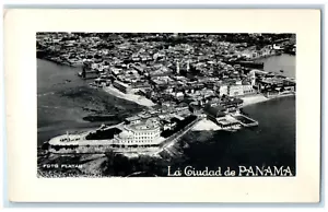 c1940's Aerial View Buildings River Panama City Panama RPPC Photo Postcard - Picture 1 of 2