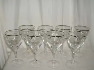 Lote de 8 - 6 copas/vasos de agua Fostoria Love Song borde platino - Imagen 1 de 2