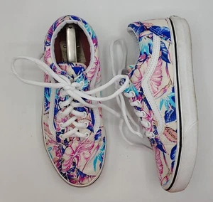 VANS Off the Wall womens 6.5 Tropical Floral Pink White Lace Up Low Sneakers - Picture 1 of 12