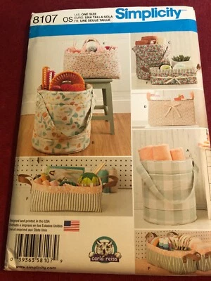 🌼  SIMPLICITY #8107 - CLOTH ORGANIZERS - SEWING BASKET - BUCKET PATTERN FF - Image 1 of 3