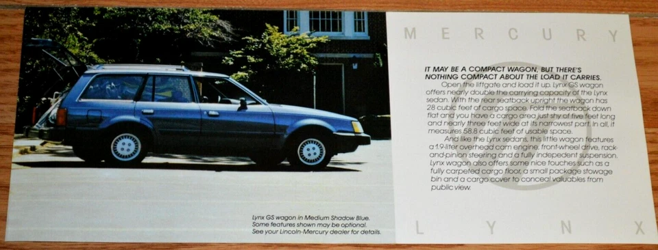 Mercury Lynx GS 1987 vagón original distribuidor anuncio impreso 87 Foto 1 de 1