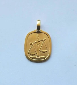 Ciondolo Medaglia Charm Oro Giallo 18 kt Segno Zodiacale BILANCIA - Gr. 3,3 - Foto 1 di 4