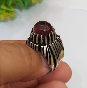 Rubin Stein im Cabochon Natur Rubin Stein Ring Rund Rubin Handarbeit Design - Bild 1 von 7