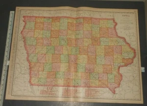 Antique Original Rand McNally Map 28"x20" Iowa - Picture 1 of 1