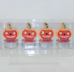 Dept 56 Candele Luminose Zucca Arancione Sorridente Halloween Compleanno Qtà 4 Nuove - Foto 1 di 7