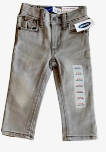 Old Navy Toddler Boys SZ 12-18 MTH NWT Skinny Fit Gray Jeans Adjustable Waist - Picture 1 of 9