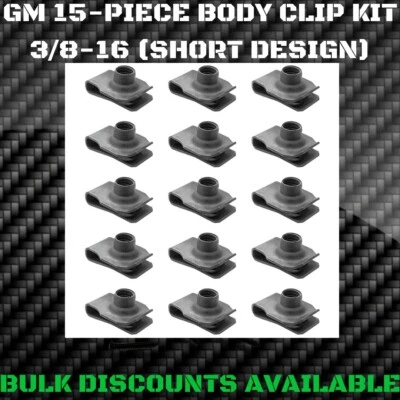 GMC Jimmy 1960-1987 Interior Exterior Frontal Tuercas en U Cuerpo Pernos Clips 3/8-16 GM Foto 1 de 2