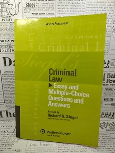 Siegels Criminal Law: Essay and Multiple-Choice Questions and Answers - Imagen 1 de 12