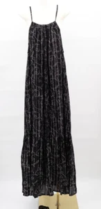 Weltmarkt Kleid L/XL Metallic Boho Maxi Schwarz Silber Metallic Neckholder Stufen - Bild 1 von 6