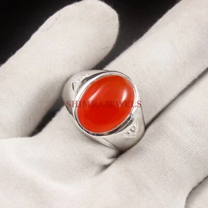 Natural Rojo Onix Piedra Preciosa Con 925 Anillo Plata de Ley para Hombres #902 - Imagen 1 de 4