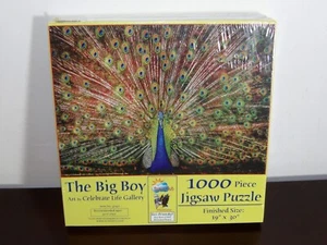 The Big Boy SunsOut 1000 Piece Jigsaw Puzzle of a Pretty Peacock new - Picture 1 of 3
