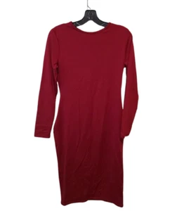Vestido midi ajustado manga larga borgoña | Talla mediana | Elástico y suave - Imagen 1 de 4