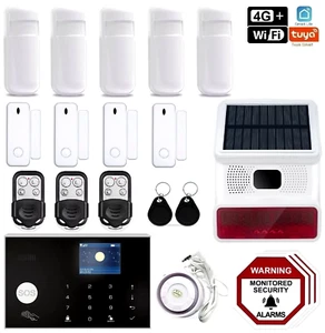 4G+Wifi App Control Wireless Home Security DIY Alarm System+Solar/Powered Siren - Picture 1 of 5