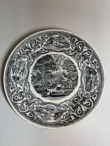 Antique Transfer ware Plate Village Design-Rare - Picture 1 of 13