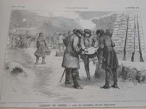 Gravure 1885 - Gordon en Crimée dans les tranchées deavnt Sébastopol - Picture 1 of 1