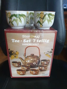7-teilig Teeservice, Keramik Blumen-Muster Tee-Set, handbemalt, - Bild 1 von 2