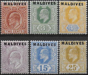 1906 Malediven Edward VII 6v. postfrisch SG Nr. 1/6 - Bild 1 von 1