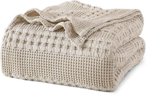 PHF 100% Cotton Waffle Weave Blanket King Size for Bed, Lightweight Washed... - Picture 1 of 238