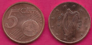 IRELAND 5 EURO CENT 2016 UNC THE CELTIC HARP,A TRADITIONAL SYMBOL OF IRELAND,IS - Picture 1 of 1