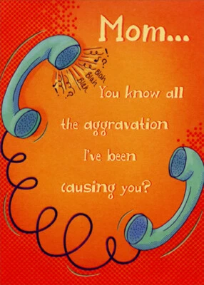 Дизайнерские поздравления два синих телефона смешной / юмористическая открытка на день рождения для мамы - Изображение 1 из 2