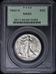 1942-S 50C Walking Liberty Half Dollar PCGS MS65 OGH - Picture 1 of 2