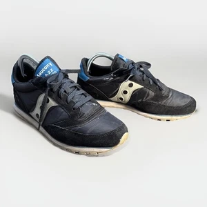 Saucony Jazz Low Pro Mens Sz 9.5 Black Blue Retro Suede Running Shoes Sneakers - Picture 1 of 9