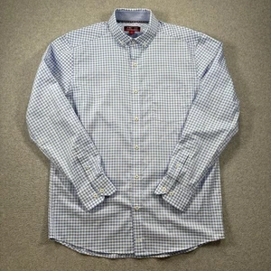 Johnston And Murphy Shirt Men M XC4 Performance Blue Plaid Button Down Shirt - Picture 1 of 13