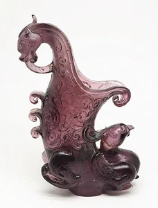 Unikat und top Handarbeit chinesischer alter Kristall * Drache/Phönix * Tasse A - Bild 1 von 6