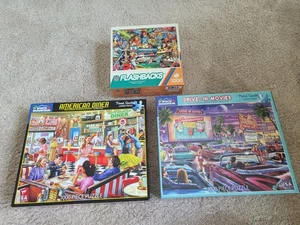 Retro Puzzles Lot Of 3 1000 Pieces 2 Are Used Drive In Movies is New Please Read - Picture 1 of 10