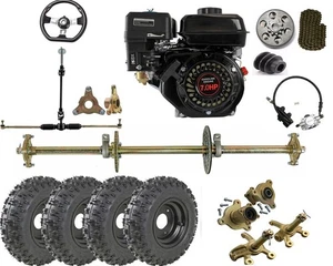 810mm 32" Full kit Go kart Rear Axle 6" Wheels 7HP Engine Motor Front Steering - Picture 1 of 14