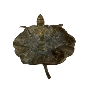Antique Brass/ Bronze Ashtray Egyptian Female Trinket Holder - Picture 1 of 11