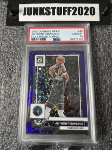 2022-23 Donruss Optic Anthony Edwards PSA 10 Purple /99 Fast Break Disco Prizm - Picture 1 of 4