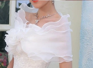 Hot White Ivory Organza Bolero Jacket Shrug Shoulder Bridal Shawl Party Prom - Picture 1 of 8