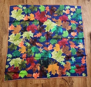 New $310 TAGS ON Authentic CAROLINA HERRERA Silk Scarf LEAVES LEAF SILK Colorful - Picture 1 of 14