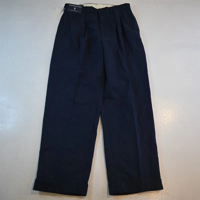 NUEVO Polo Ralph Lauren 34x30 Espiga Lino Siena Cintura Alta Plisado Puños Foto 1 de 4