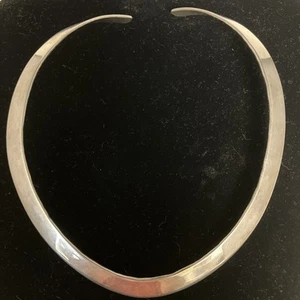 Heavy Solid Sterling Silver 17” Choker Collar Necklace 62g & 1 cm Wide - Picture 1 of 5
