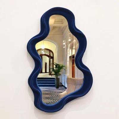 Espelho de parede irregular decoração de sala de estar, espelhos decorativos ondulados funky com F... - Imagem 1 de 4