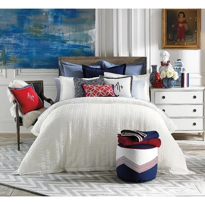 NUEVA Funda Nórdica Tommy Hilfiger Off White Queen Seersucker 100% Algodón Foto 1 de 3