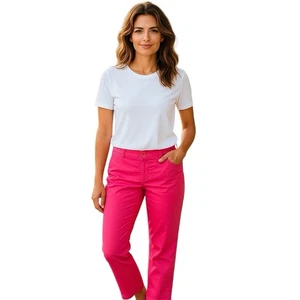 Izod Stretch Fuchsia Pink Crop Capri Pants Size 4 Beach Coastal Summer Preppy - Picture 1 of 7